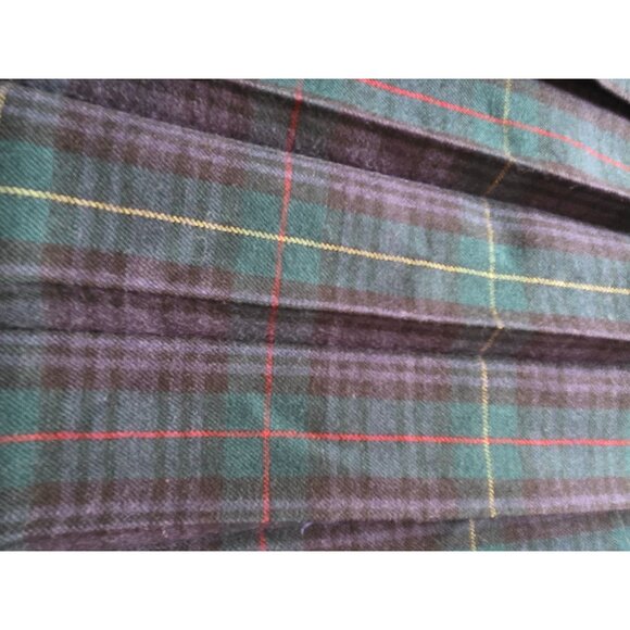 Vintage JG Hook Green & Navy Tartan Plaid Wool Pleated Skirt Petite 6 - Picture 5 of 7